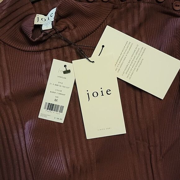 NWT Joie Lanigan Long Sleeve cotton top in Burnt Currant - Picture 7 of 15
